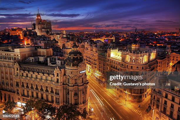 madrid street in the evening - madrid travel stock pictures, royalty-free photos & images