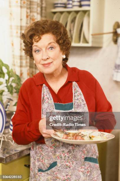 Actress June Whitfield in a scene from episode 'Magazine' of the BBC television sitcom 'Absolutely Fabulous', March 17th 1992.