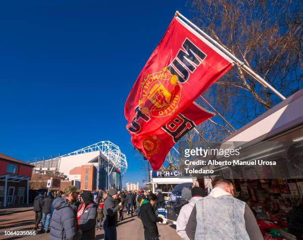 manchester united, old trafford, stadium, flags - chelsea fc flag stock pictures, royalty-free photos & images