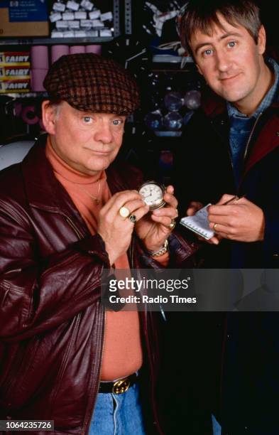 Promotional portrait of actors David Jason and Nicholas Lyndhurst, pictured during the filming of episode 'Time on Our Hands' of the BBC Television...