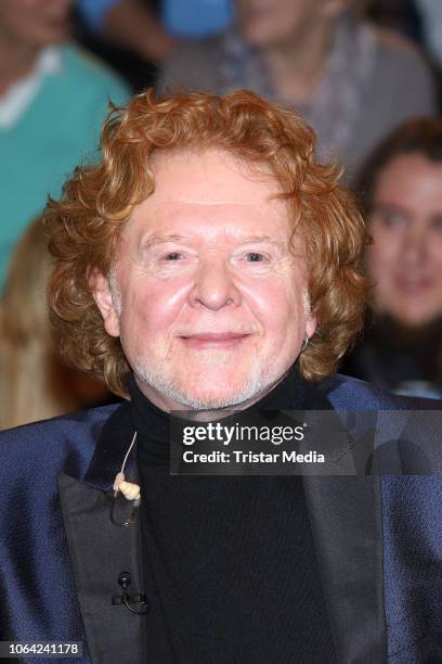 British musician Mick Hucknall during the 'Markus Lanz' TV show on November 21, 2018 in Hamburg, Germany.
