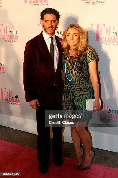 Erik Elias and Karla Guindi arrive for the ceremony of Top Glamour Awards 2010 at Lienzo Charro Constituyentes on October 28, 2010 in Mexico City,...