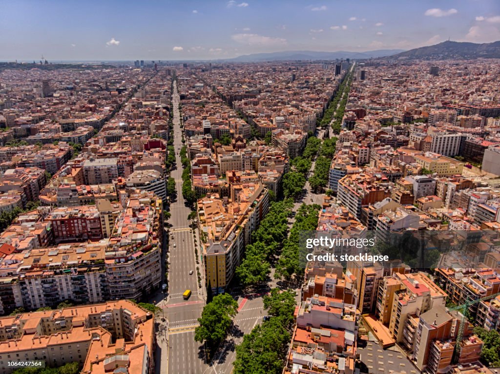 Calles de Barcelona desde arriba en Avenida Diagonal