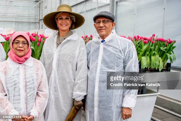 Queen Maxima of The Netherlands with President of Singapore Halimah Yacob and her husband Mohammed Abdullah Alhabshee visit the Horticultural Center...