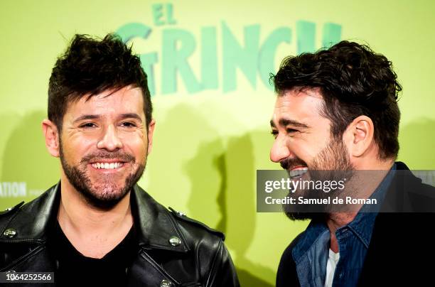 Pablo López and Antonio Orozco attend 'El Grinch' Madrid Photocall on November 22, 2018 in Madrid, Spain.