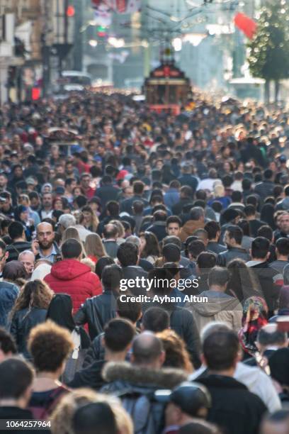 famous istiklal street in beyoglu district of istanbul,turkey - sea of marmara stock-fotos und bilder