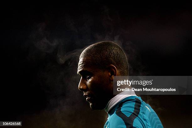 Maicon has steam rising from his head after the Inter Milan Training Session ahead of their UEFA Champions League Group A match against Tottenham...