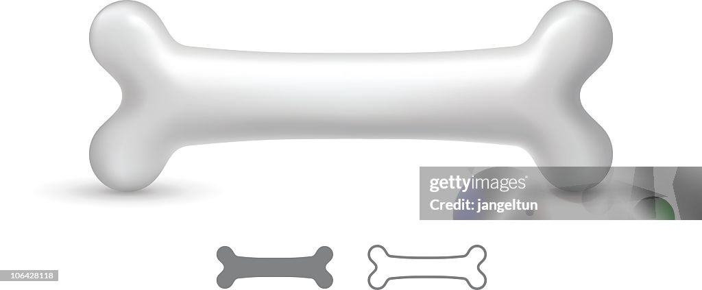 One large dog bone with two smaller bones
