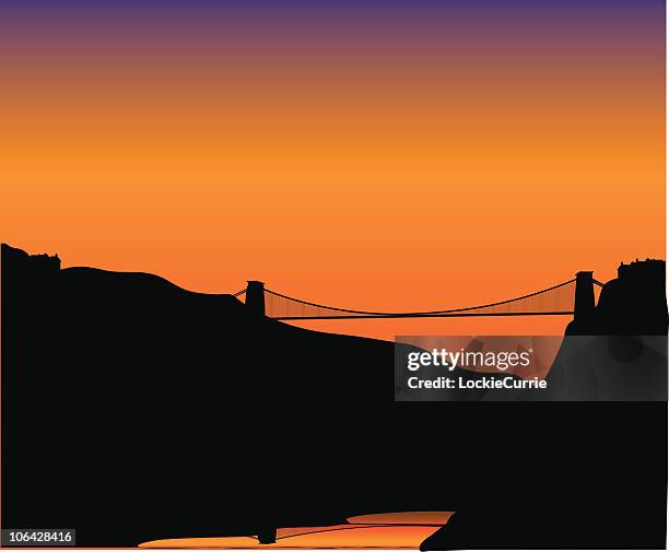 suspension bridge - clifton bridge stock illustrations