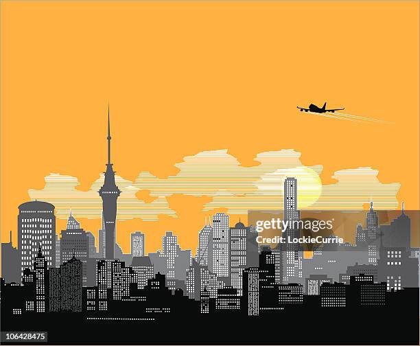 die skyline der stadt - auckland stock-grafiken, -clipart, -cartoons und -symbole
