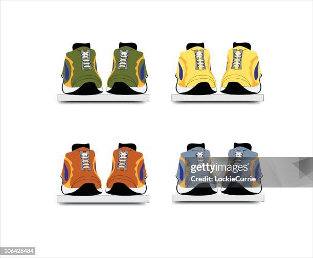 shoes for sale - person shoe shopping stock illustrations