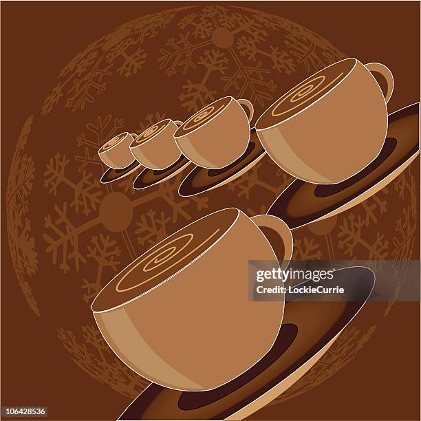 christmas hot chocolate - snow saucer stock illustrations