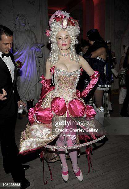 Actress Rose McGowan attends Maroon 5's Halloween Bash presented by Bacardi at Hollywood Forever Cemetery on October 31, 2010 in Hollywood,...