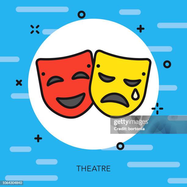 theatre masks thin line arts icon - acting stock illustrations