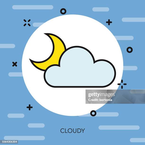 overnight clouds thin line weather icon - overnight stock illustrations