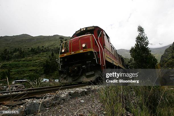 Ferrocarril Central Andino train carries minerals in Morococha, Peru, on Monday, April 5, 2010. Henry Meiggs, builder of Fisherman's Wharf in San...