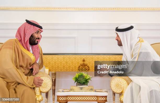 Crown Prince and Defense Minister of Saudi Arabia Mohammad bin Salman al-Saud meets Crown Prince of Abu Dhabi Mohammed bin Zayed Al Nahyan in Abu...