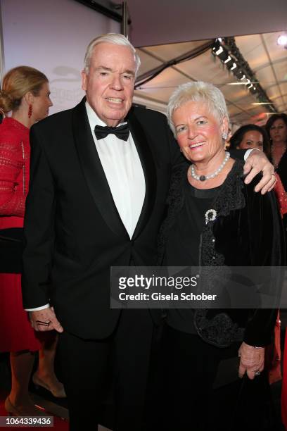 Klaus Michael Kuehne, Kuehne & Nagel, and his wife Christine Kuehne during the Bambi Awards 2018 Arrivals at Stage Theater on November 16, 2018 in...