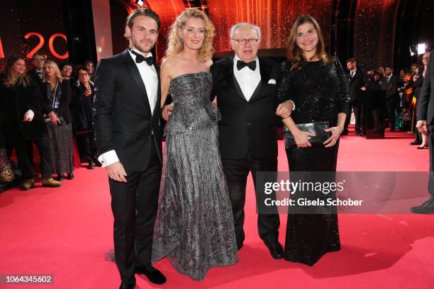 Maria Furtwaengler and her son Jakob Burda and her husband Dr. Hubert Burda and Katharina Wackernagel during the Bambi Awards 2018 Arrivals at Stage...