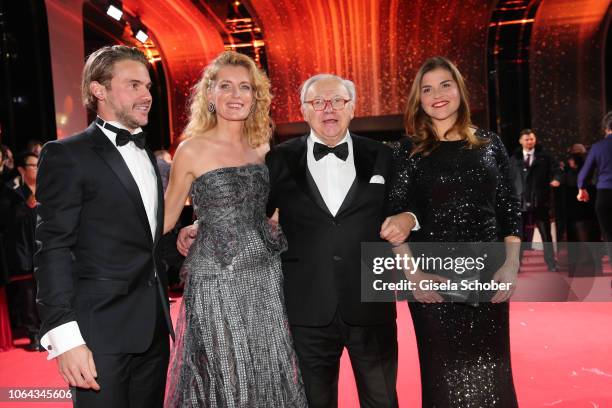 Maria Furtwaengler and her son Jakob Burda and her husband Dr. Hubert Burda and Katharina Wackernagel during the Bambi Awards 2018 Arrivals at Stage...