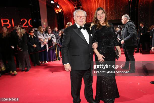 Dr. Hubert Burda and Katharina Wackernagel during the Bambi Awards 2018 Arrivals at Stage Theater on November 16, 2018 in Berlin, Germany.