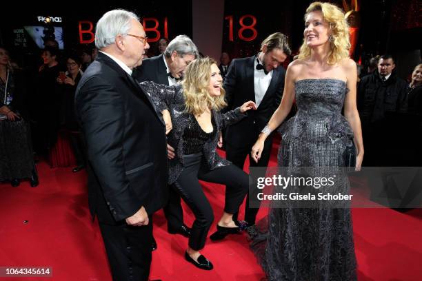 Dr. Hubert Burda, Elisabeth Burda, Jakob Burda, Maria Furtwaengler during the Bambi Awards 2018 Arrivals at Stage Theater on November 16, 2018 in...