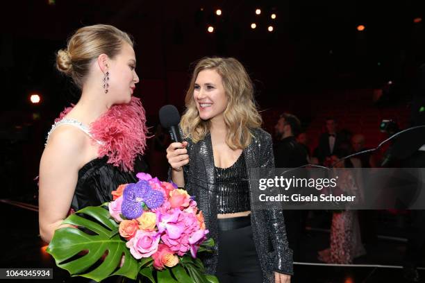 Elisabeth Burda, daughter of Dr. Hubert Burda in interview with Alicia von Rittberg during the Bambi Awards 2018 final applause at Stage Theater on...