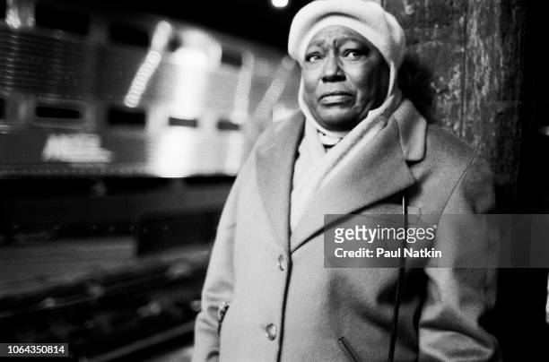 Portrait of actress Esther Rolle , on the film set for 'The Kid Who Loved Christmas' at Union Station in Chicago, Illinois, February 12, 1990.
