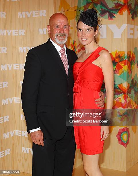 Gary Sweet and Nadia Dyall attend the Myer marquee during Emirates Melbourne Cup Day at Flemington Racecourse on November 2, 2010 in Melbourne,...