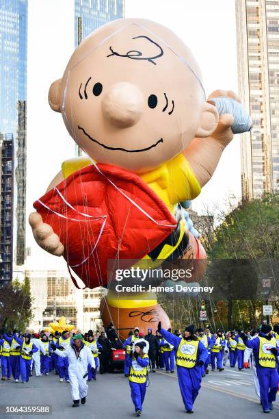 Charlie Brown balloon seen at the 92nd Annual Macy's Thanksgiving Day Parade on November 22, 2018 in New York City.