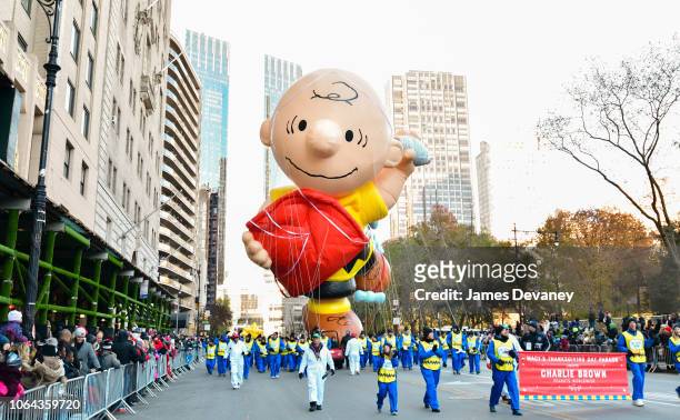 Charlie Brown balloon seen at the 92nd Annual Macy's Thanksgiving Day Parade on November 22, 2018 in New York City.