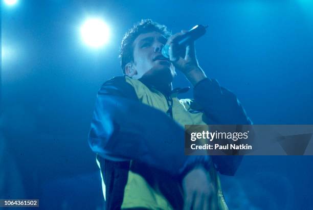 Chasez of the music group N'Sync perform on stage at the Rosemont Horizon in Rosemont, Illinois, March 26, 1999.