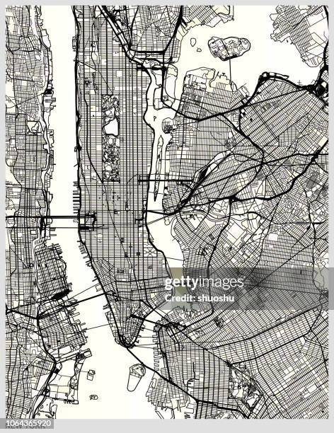 new york city structure art map - black and white stock illustrations