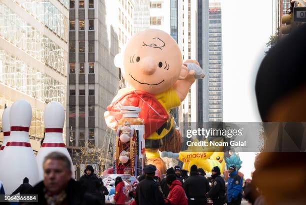 Charlie Brown balloon is seen at the 2018 Macy's Thanksgiving Day Parade on November 22, 2018 in New York City.