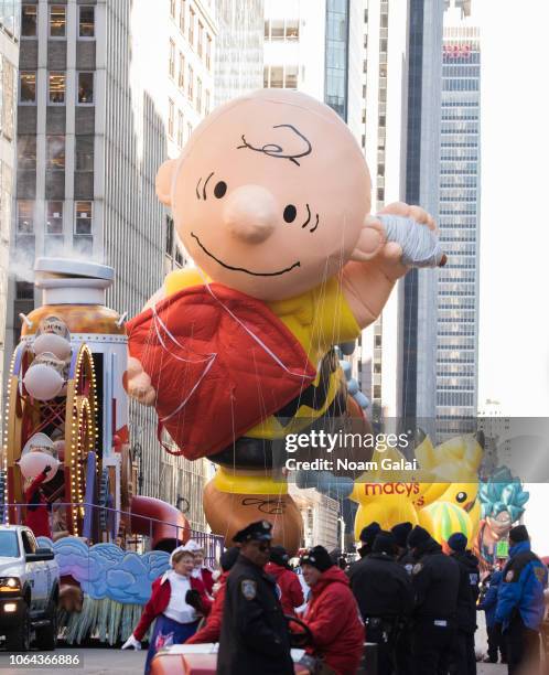 Charlie Brown balloon is seen at the 2018 Macy's Thanksgiving Day Parade on November 22, 2018 in New York City.