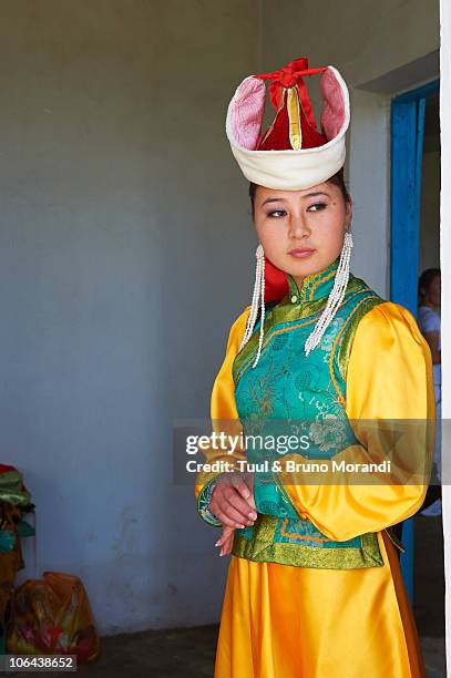 mongolia, bayartsetseg, 18  at the naadam festival - nadaam festival stock pictures, royalty-free photos & images