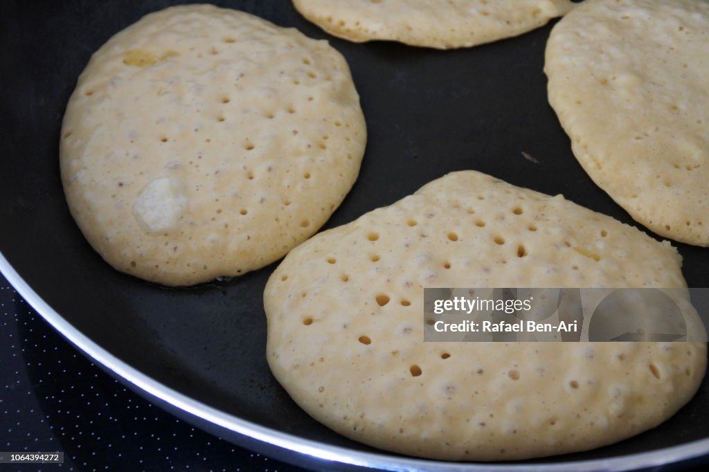 Pancake Cakes Cooked on Frying Pan