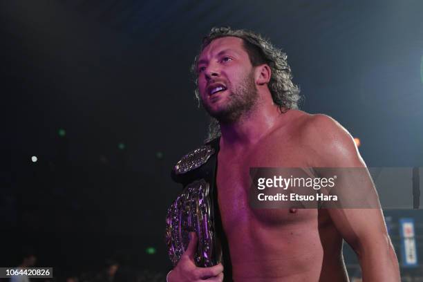 Kenny Omega looks on after the tag match during the Power Struggle - Super Jr. Tag League 2018 at Edion Arena Osaka on November 03, 2018 in Osaka,...