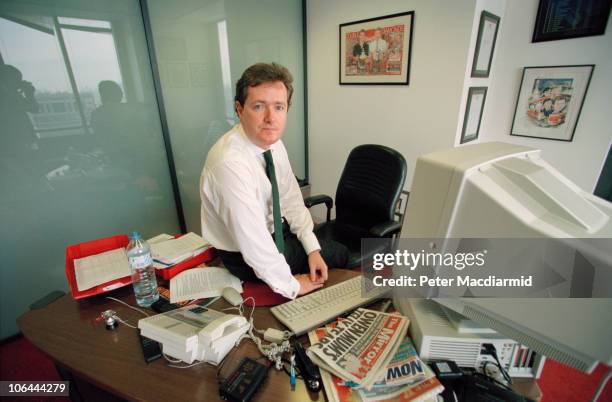 Daily Mirror editor Piers Morgan in his office at Canary Wharf, London, 14th December 1998.
