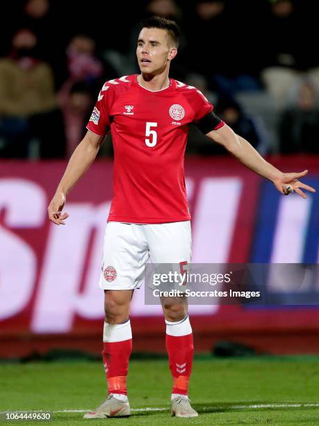 Jonas Knudsen of Denmark during the UEFA Nations league match between Denmark v Republic of Ireland at the Ceres Park on November 19, 2018 in Aarhus