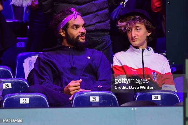 Sons of France team captain Yannick Noah, Joakim Noah and Joalukas Noah, during Day 1 of the Davis Cup Final at Stade Pierre Mauroy on November 23,...