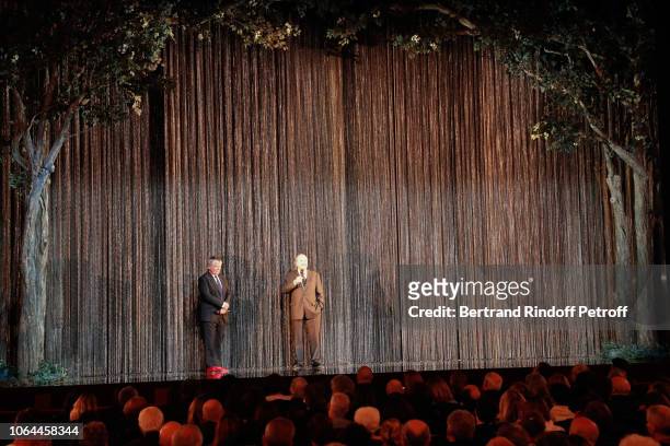 Artistic Director of Theatre Marigny Jean-Luc Choplin and Founder of Fimalac Marc Ladreit de Lacharriere present the Reopening of The Marigny Theater...