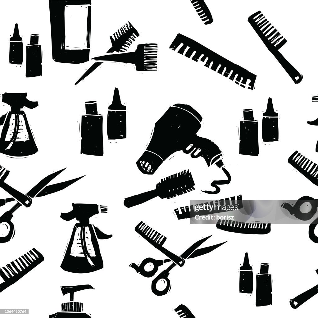 Salon Object Salon Objects Seamless Background Pattern High-Res Vector Graphic ...