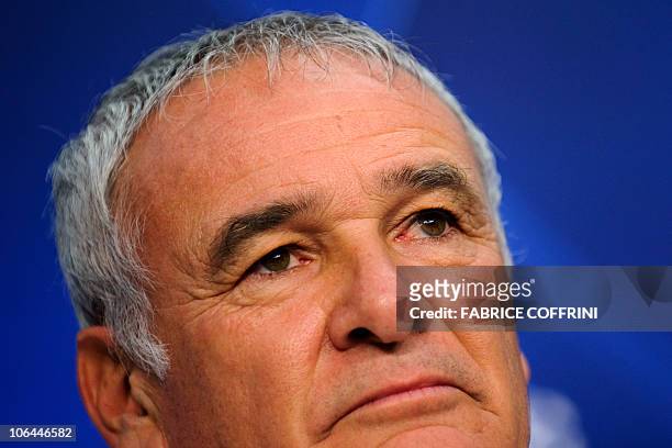 Roma coach Claudio Ranieri looks on during a press conference the eve of his group E UEFA Champions League football match FC Basel vs AS Roma on...