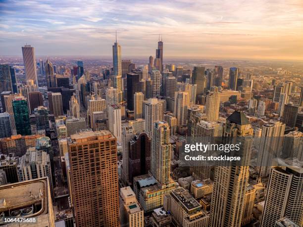 日落時芝加哥南部天際線 - south 個照片及圖片檔