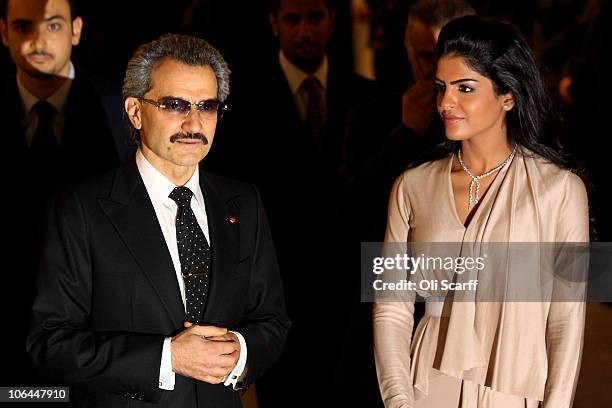 The part owner of The Savoy HRH Prince Alwaleed Bin Talal Bin Abdulaziz Alsaud and his wife, Princess Amira, arrive to greet the Prince of Wales as...