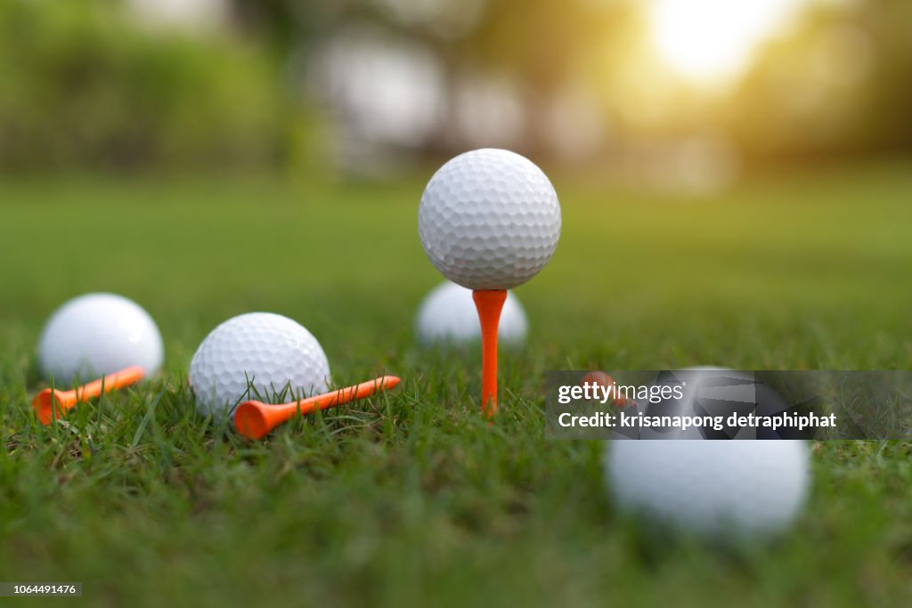 The golf ball is on the green,Golf,Golf ball on grass,