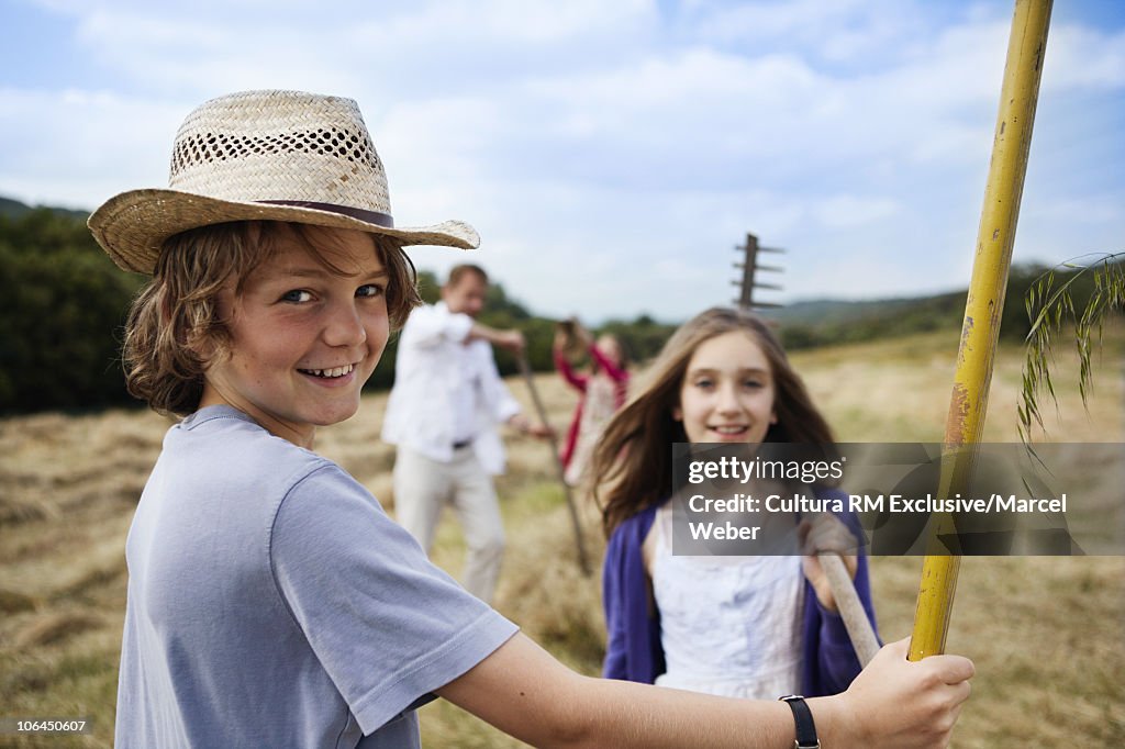 Children doing field work