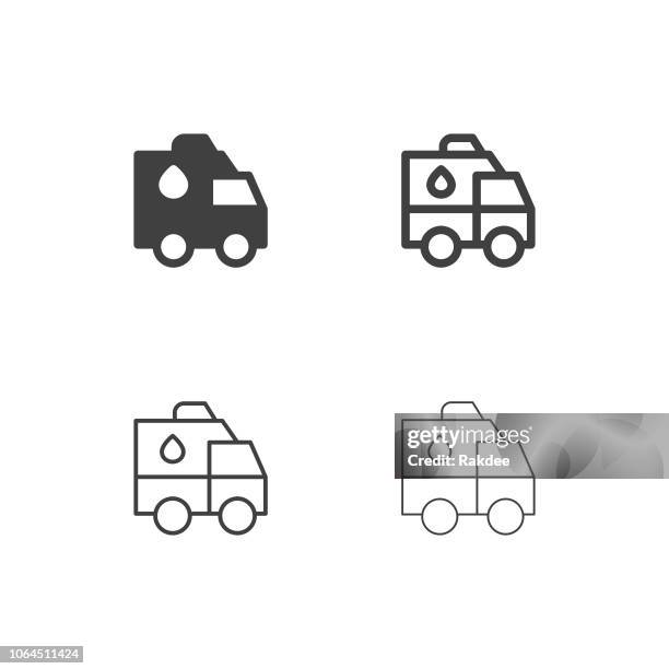 ilustraciones, imágenes clip art, dibujos animados e iconos de stock de entrega carro iconos - serie multi - camión frigorífico