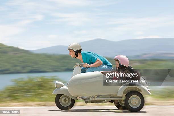 fast trip - motorbike sidecar stock pictures, royalty-free photos & images
